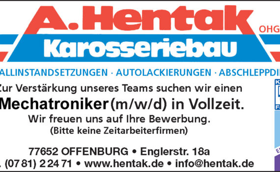 Stellenanzeige-Kfz-Mechatroniker Hentak OHG Offenburg